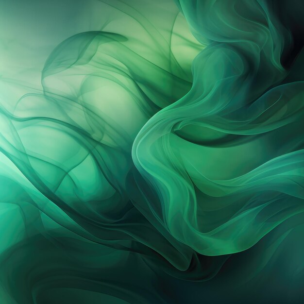 Fondo abstracto verde con ondas de humo IA generativa