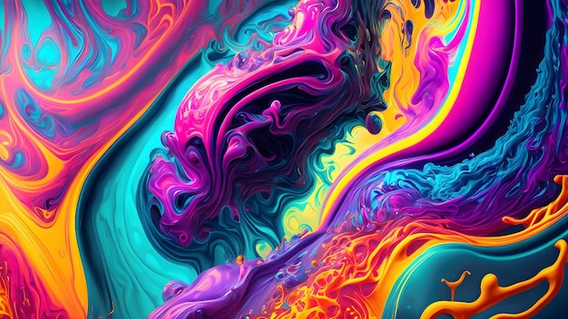 fondo abstracto vibrante inspirado en la mezcla y remolino de líquidos fluorescentes