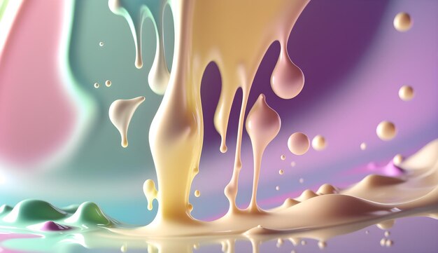 Foto fondo de abstracto volumétrico salpicaduras de leche salpicadures de yogur líquido bebidas lácteas ai