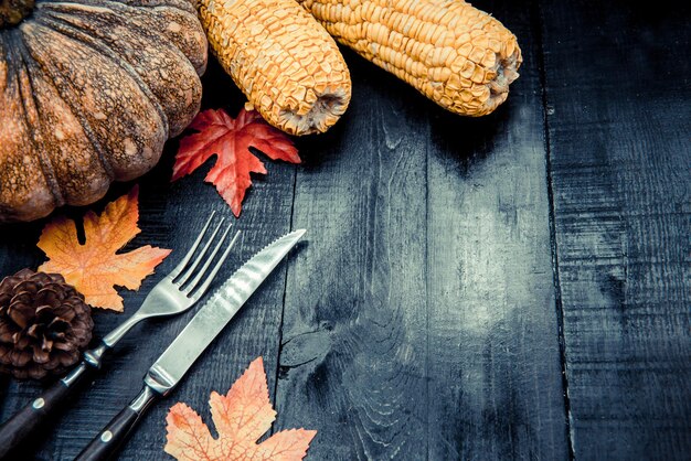 Fondo de acción de gracias, frutas y verduras.