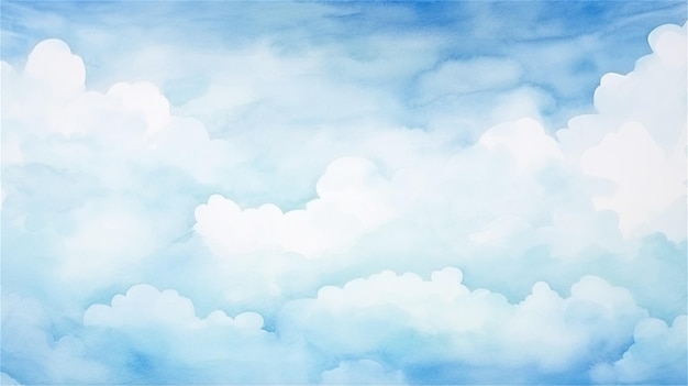 Foto fondo de acuarela abstracta cielo azul con nubes pintura de arte digital