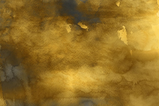 Fondo de acuarela abstracto hecho a mano con textura de tinta y efecto de lámina de oro