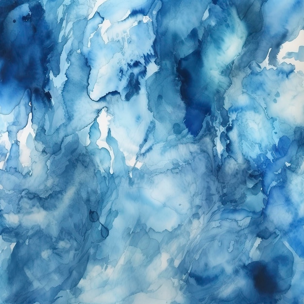 Fondo de acuarela azul invierno helado pintado sobre papel blanco Generativo AIx9