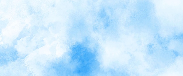 fondo de acuarela azul con una nube blanca y un cielo azul