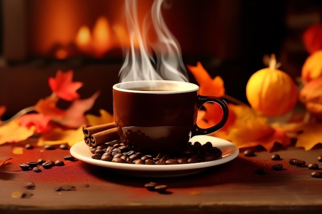 Foto fondo de acuarela de café de otoño