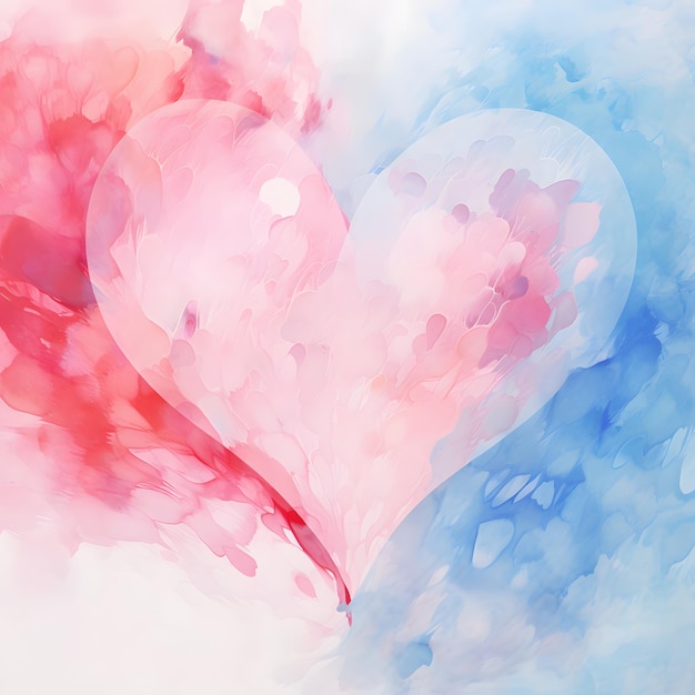 fondo de acuarela de corazón rosa y azul pastel Día de San Valentín día del amor