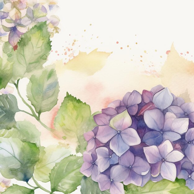 Fondo de acuarela de flor de hortensia Ilustración AI GenerativexA