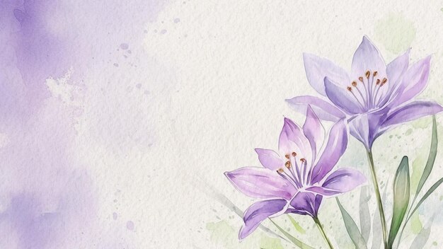 Fondo de acuarela de flor púrpura floral abstracto sobre papel