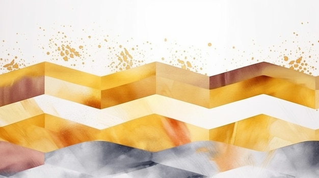 Fondo de acuarela líquida con patrón de rayas de oro grunge abstracto moderno AI generativo