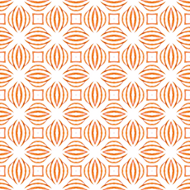 Fondo de acuarela en mosaico. Diseño de verano boho chic eminente naranja. Borde de acuarela en mosaico pintado a mano. Estampado encantador listo para textiles, tela para trajes de baño, papel pintado, envoltura.