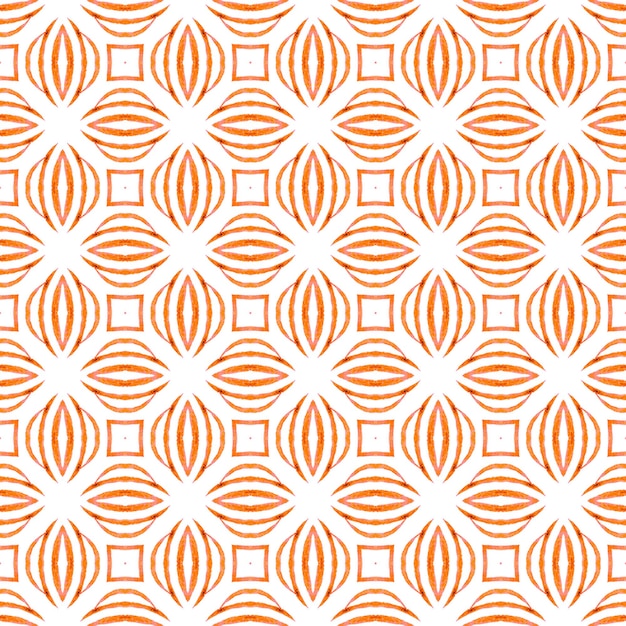 Fondo de acuarela en mosaico. Diseño de verano boho chic eminente naranja. Borde de acuarela en mosaico pintado a mano. Estampado encantador listo para textiles, tela para trajes de baño, papel pintado, envoltura.