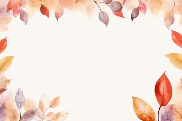 Fondo de acuarela otoñal inspirado en el otoño estético simple con hojas y elementos naturales