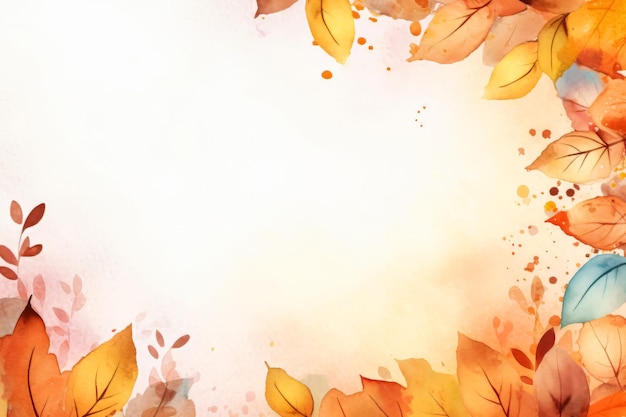 Fondo de acuarela de otoño inspirado en otoño estético simple con hojas y elementos de la naturaleza