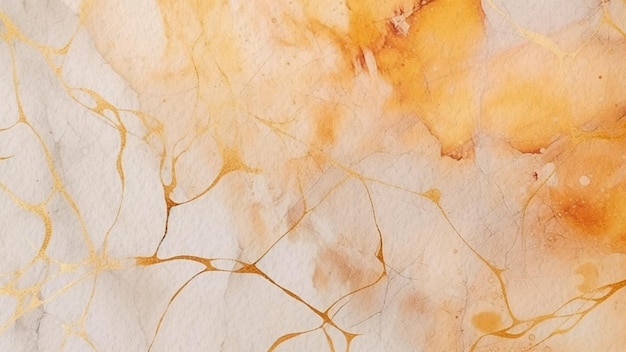 Fondo de acuarela de textura de mármol abstracto en papel con crack de oro