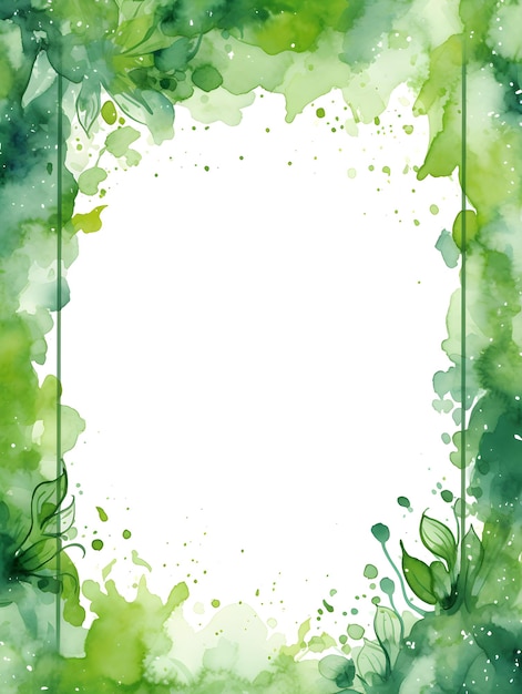 un fondo de acuarela verde con un marco cuadrado Abstracto fondo celestial de color cal.