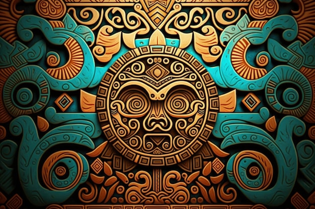 Foto fondo con adornos de patrones mayas fondo ai generativa