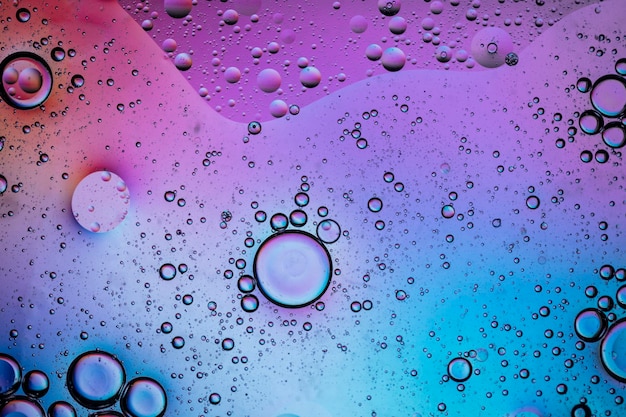 Fondo de agua y aceite macro creativo colorido abstracto con burbujas