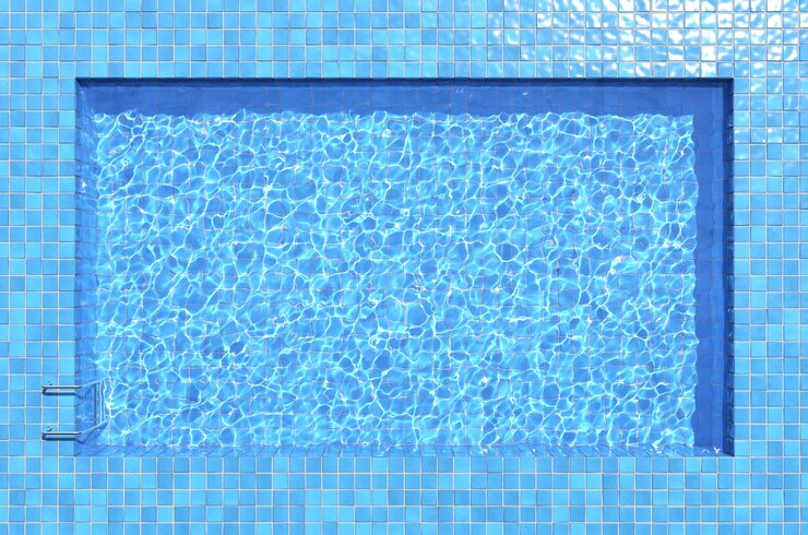Fondo de agua de piscina. Vista superior, ilustración 3d