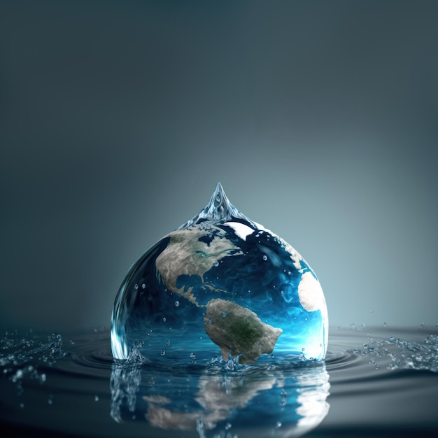 Fondo de ai generativo de diseño gráfico del día mundial del agua con espacio de copia Concepto de vida ecológica o salvar el mundo