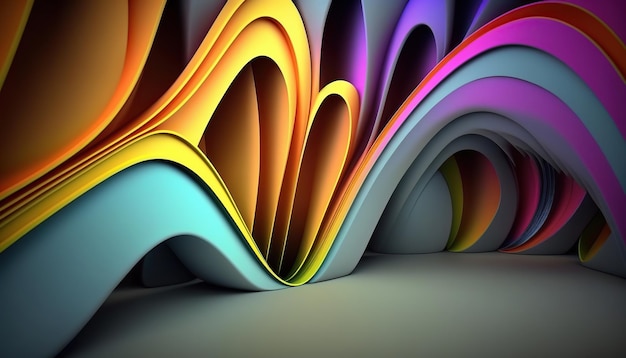 Fondo de ai generativo de fondo 3d de ondas coloridas abstractas