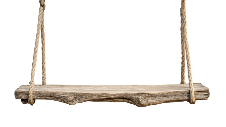 Foto fondo aislado blanco de columpio de madera