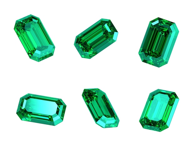 Fondo aislado de diamante esmeralda verde renderización en 3D