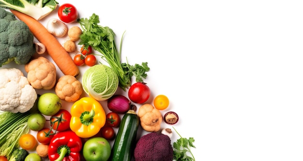 Fondo aislado de espacio de copia de alimentos saludables vegetales IA generativa