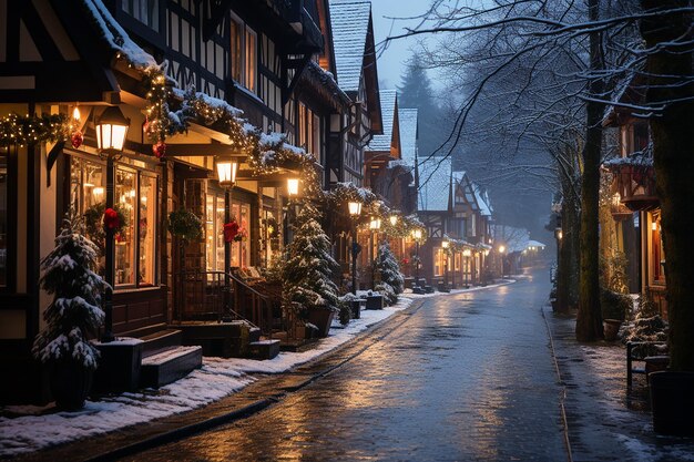 El fondo de la aldea de invierno de Navidad