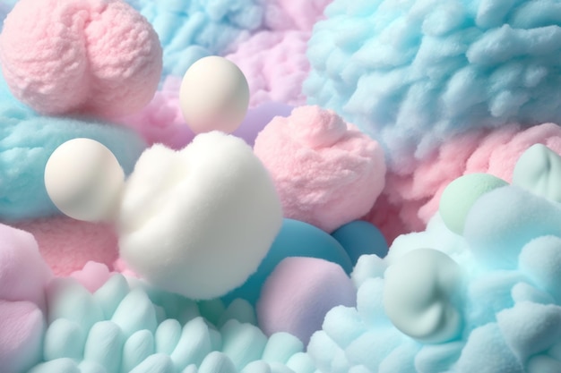 Fondo de algodón de azúcar esponjoso rosa colorido color suave algodón de azúcar dulce Generación AI