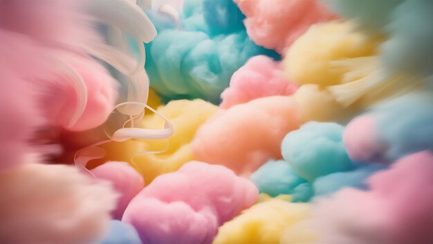 El fondo de algodón caramelo esponjoso de color pastel colorido color suave candyfloss abstracto borroso