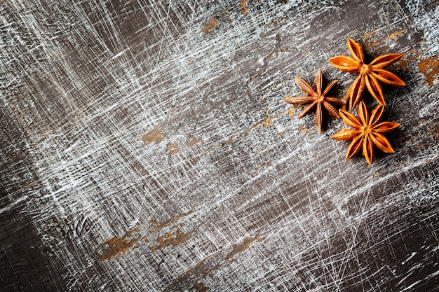 Fondo de alimentos con anís estrellado