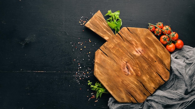 Fondo de alimentos Cocinar En el fondo antiguo Espacio de copia libre Vista superior