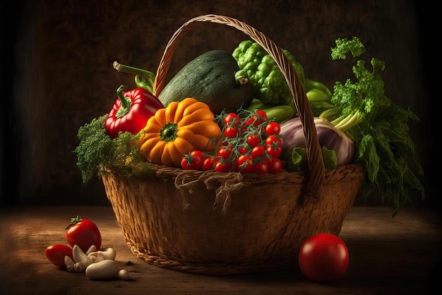 Fondo de alimentos orgánicos Verduras en la cesta