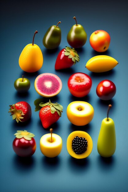 Fondo de alimentos Patrón de frutas Ilustración de comida sabrosa generada Ai