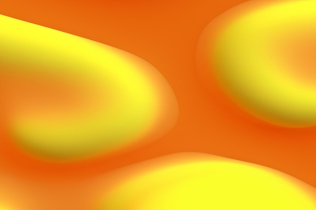 Fondo amarillo abstracto con ondas y formas naranjas Ilustración de representación 3D
