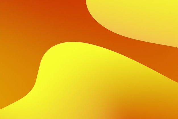Fondo amarillo abstracto con ondas y formas naranjas Ilustración de representación 3D