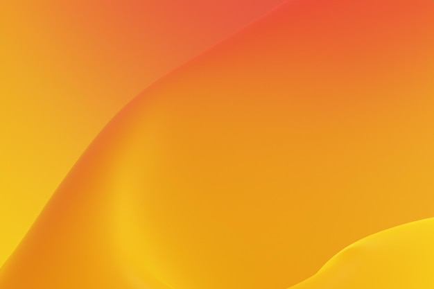 Fondo amarillo abstracto con ondas y formas naranjas Ilustración de representación 3D