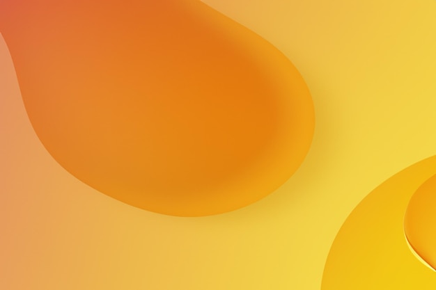 Fondo amarillo abstracto con ondas y formas naranjas Ilustración de representación 3D
