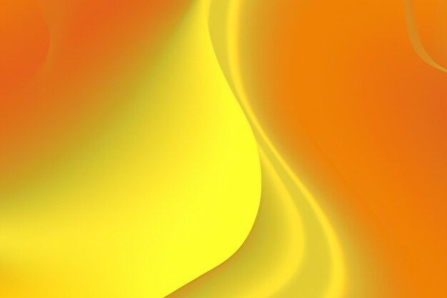 Fondo amarillo abstracto con ondas y formas naranjas Ilustración de representación 3D