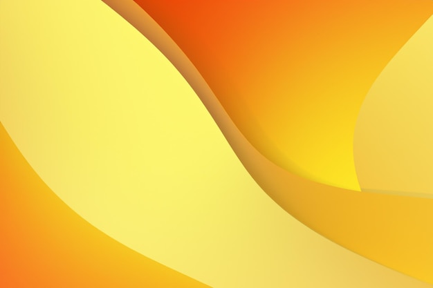 Fondo amarillo abstracto con ondas y formas naranjas Ilustración de representación 3D