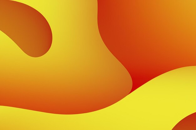 Fondo amarillo abstracto con ondas y formas naranjas Ilustración de representación 3D
