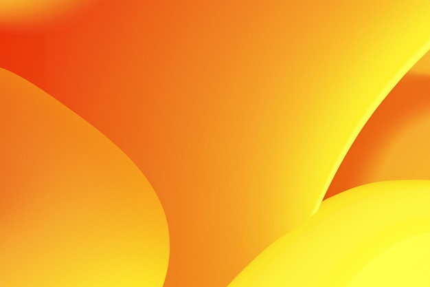 Fondo amarillo abstracto con ondas y formas naranjas Ilustración de representación 3D