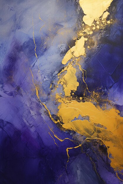 Fondo amarillo y azul abstracto con pinceladas grunge y manchas de pintura