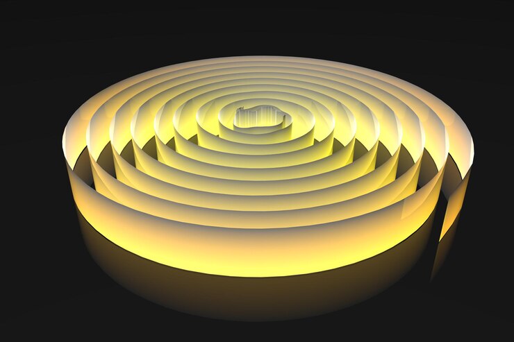 Foto el fondo amarillo brillante espiral. fondo espiral brillante. diseño vibrante retorcido. ilustración 3d creativa abstracta.