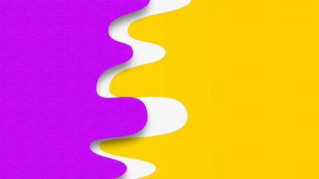 Un fondo amarillo y morado con una curva blanca.