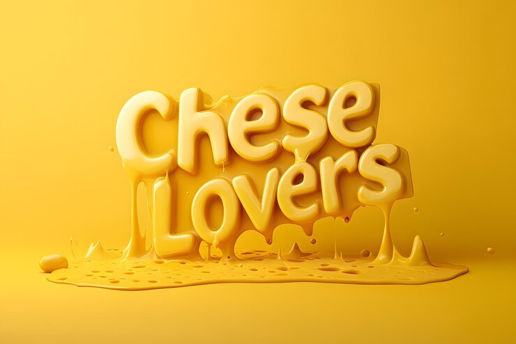 Foto un fondo amarillo con las palabras "quesos" en él