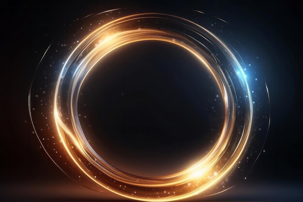 Foto fondo de anillo abstracto con brillo giratorio luminoso espiral brillante