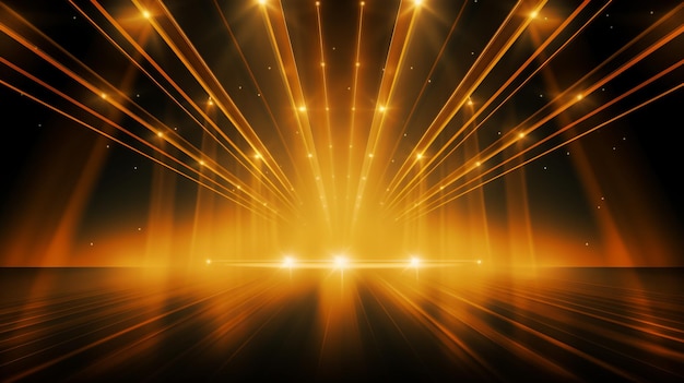 Fondo de animación abstracto naranja dorado con partículas en movimiento y parpadeo forma telón de fondo de efecto de rayo de luz bokeh