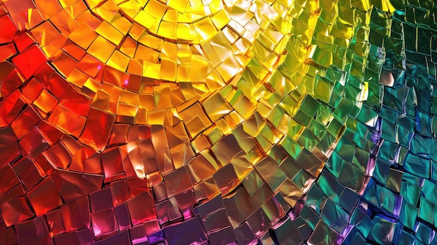 Un fondo animado compuesto de un vívido mosaico de arte de papel que se asemeja a un arco iris colorido