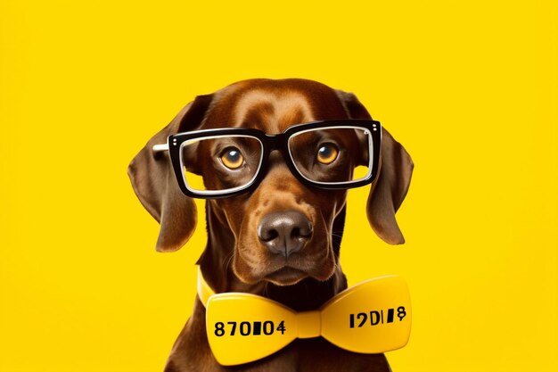 Foto fondo animal perro gerente amarillo mascota divertido humor financiero finanzas de negocios ia generativa